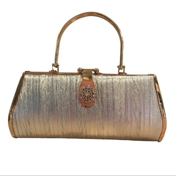 Handbags - Elegant Gold Evening Clutch Handbag